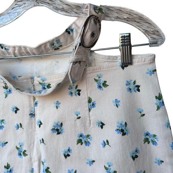 weworewhat cut out mini skirt watercolor ditsy zr5 ivory with blue floral medium - Picture 10 of 12